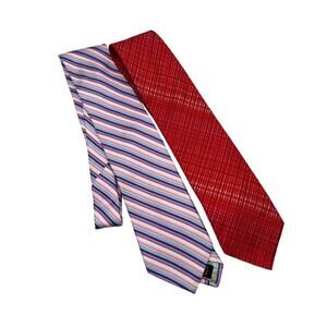 Set 2 Ted Baker London Silk Ties Dress Formal Purple Red Floral Designer